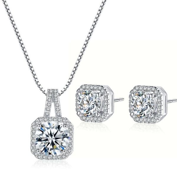 

earrings & necklace fashion big square cz wedding jewelry set, Silver