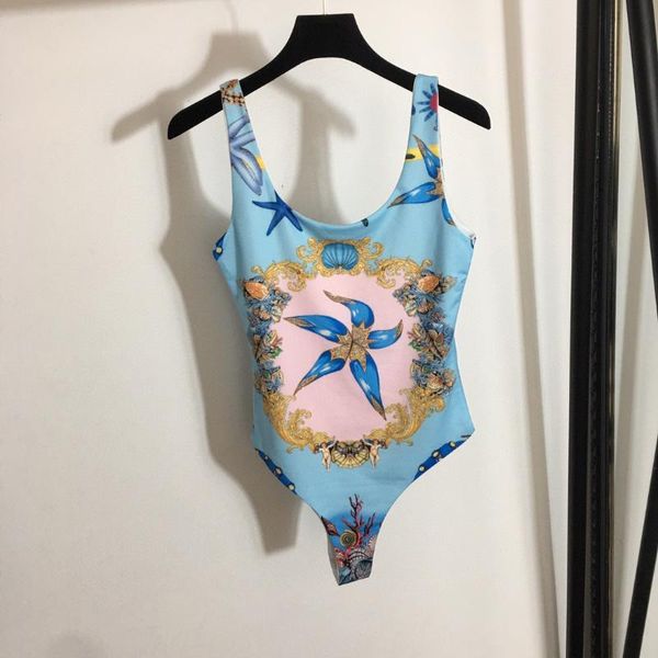 

women's swimwear luxury summer women shell starfish printed beach one pcs, White;black