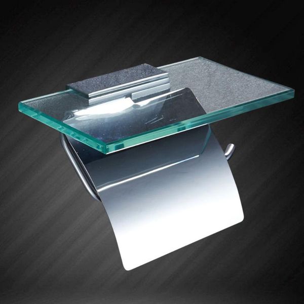 

tissue boxes & napkins bathroom roll paper holder glass and copper toilet storage shelf wall mounted mobile phone rack with waterproof