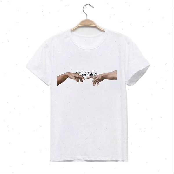 

death where womens t shirt is your sting funny letter printed summer spoof female ullzang streetwear tee shirts women, White