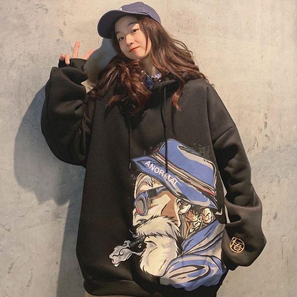 

women's hoodies & sweatshirts winter plus size 8xl bust 138cm oversized hoodie women long sleeves warm fleece sweatshirt, Black