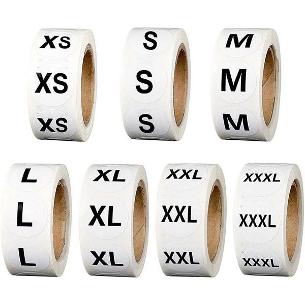 

gift wrap 500pcs/roll 2.5cm clothing size label sticker adhesive tags stickers for clothes dress