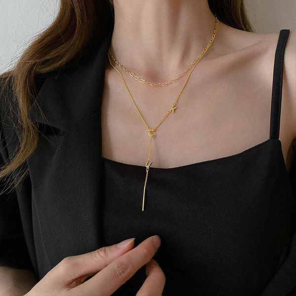 

chains fmily european and american 925 sterling silver english letter necklace retro long tassel jewelry for girlfriend gift