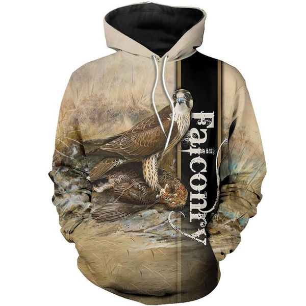 

men's hoodies & sweatshirts 3d all over printed falconry hoodie pullover autumn winter crewneck casual sweatshirt fashion jacket, Black
