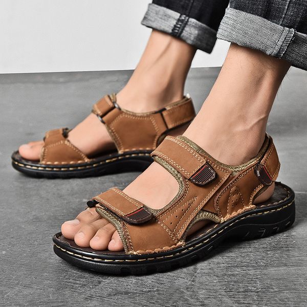 

slippers summer men's large outdoor casual sandals for men ijnz, Black