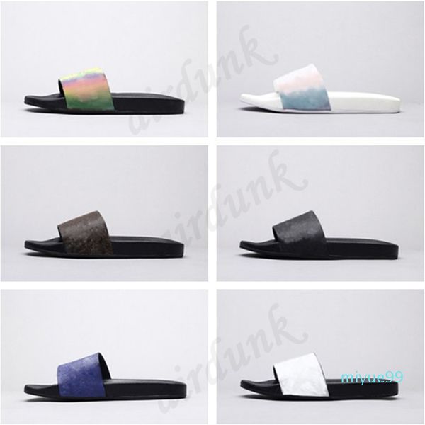 

[with box]2021 woman/man sandals slippers designer pairs fashion beach mens striped non-slip summer indoor flat flip flops glow slipper size, Black