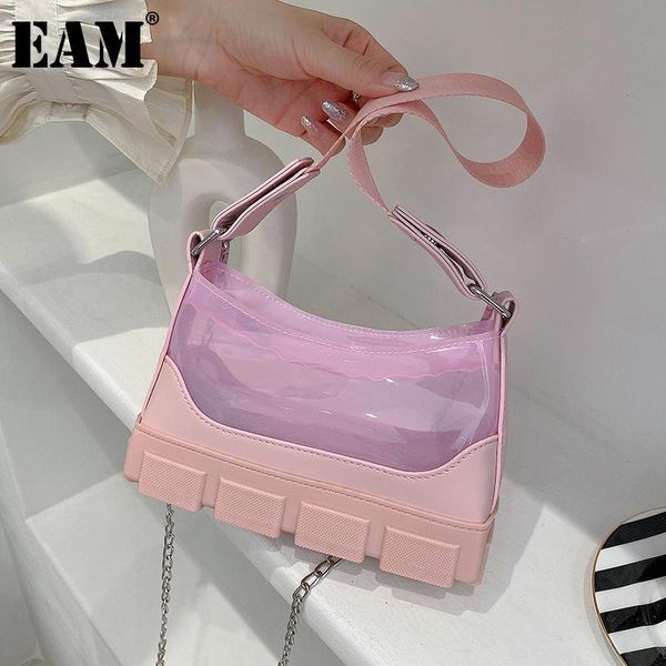 

cross body [eam] women candy color transparent pu leather flap personality all-match crossbody shoulder bag fashion tide 2021 18a2996