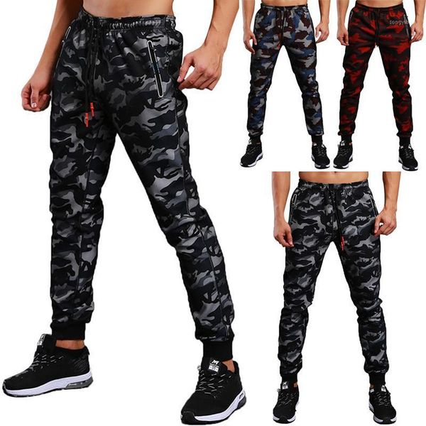 

men gym slim fit pants combat camo work trousers long cargo military pant jogger men's, Black