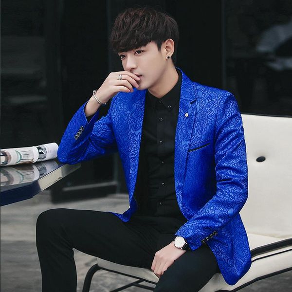 

men's suits & blazers party suit jacket evening dress fashion jacquard casual business slim wedding clothing asian size, White;black