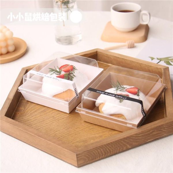 

gift wrap 25pcs net red square white cake packaging box clear cover householde baking decoration paper boxes party dessert cup with lid