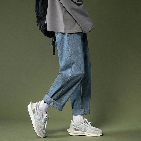 

men's jeans 2021 spring pants casual streetwear straight men summer harem denim man trousers fashion simple classic, Blue