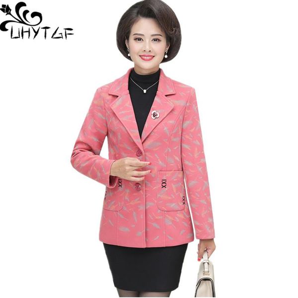 

women's jackets uhytgf 5xl plus size jacket womens fashion print single-breasted spring autumn coat female lapel loose casual ladies 14, Black;brown