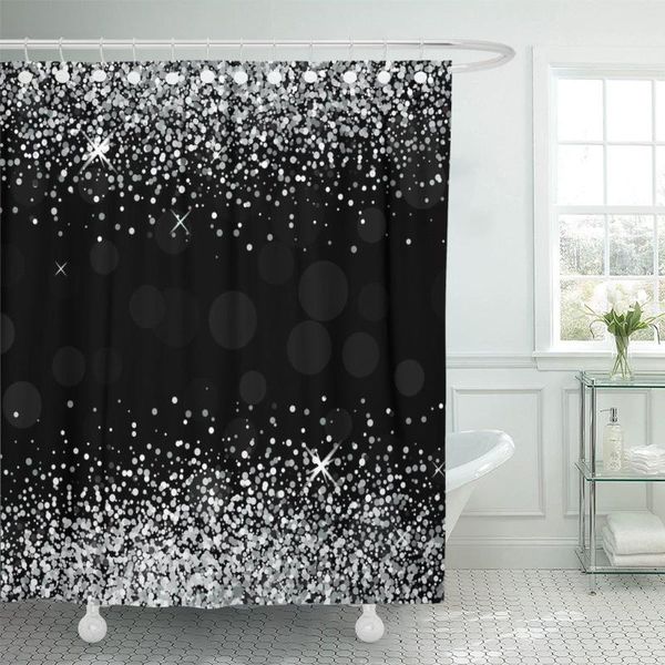 

shower curtains star shiny silver on diamond glam scatter sparkle particle curtain waterproof polyester fabric 60 x 72 inches with hooks