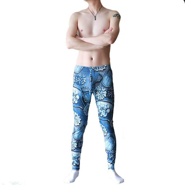 

men's thermal underwear aiiou mens thermals for winter leggings thickened fashion print pants men long johns clothing, Black;white
