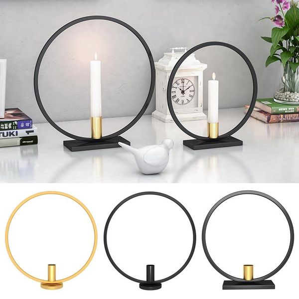 

candle holders metal black/gold rack round iron candlestick home christmas party table centerpiece decoration