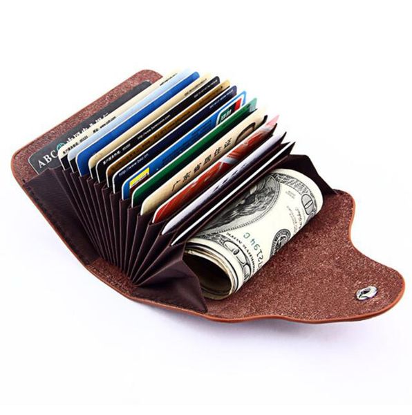 

kb93 korean style men's money clips mini portable multifunctional cowhide leather solid credit card id -card holder female small wallet, Black