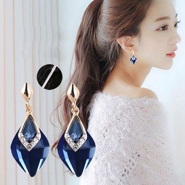 

dangle & chandelier crystal earrings woman fashion jewelry blue red champagne zircon selling, Silver