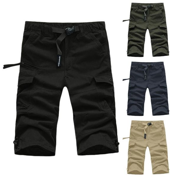 

men's shorts 2021 trend casual mens cargo man loose work male military large size overalls pantalones cortos, White;black