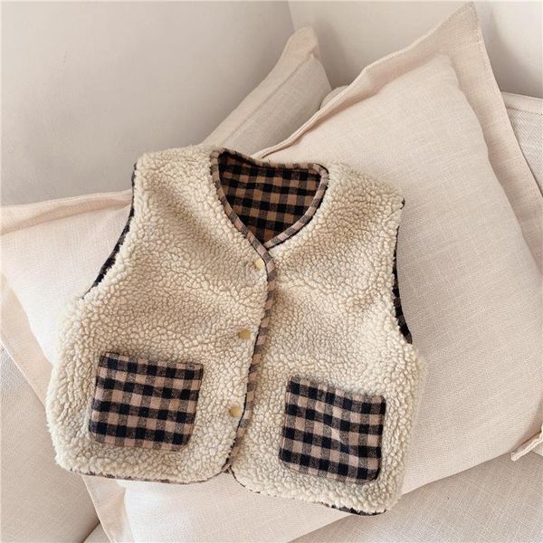 

kids two-sided polar fleece plaid vest baby boy winter clothes cardigan jackets cotton fashion toddler girl waistcoat, Camo