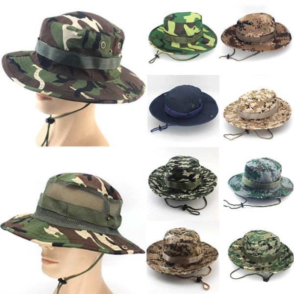 

cloches boonie hats tactical sniper camouflage tree bucket hat accessories casual military army american men cap, Blue;gray