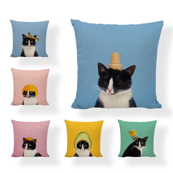 

cushion/decorative pillow cute kitten cushion set linen 45*45cm animal cat style pillowcase office furniture sofa warm personality decorativ