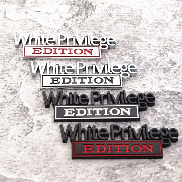 Zinklegierung, weiße Privilege Edition, Autoaufkleber, Dekoration, Abzeichen, Embleme