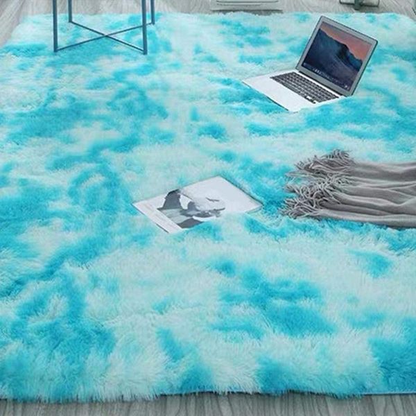 

european long hair bedroom carpet bay window bedside mat washable personality blankets gradient color living room rug carpets