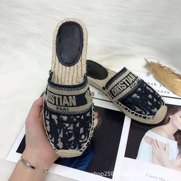 

slippers 2021 new flat heel national style zibaotou tow rope drag on zly, Black