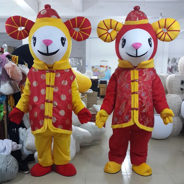 

mascot costumes the sheep mascot costume chinese new year lamb goat mascot costumes fancy dress outfit halloween costume, Red;yellow