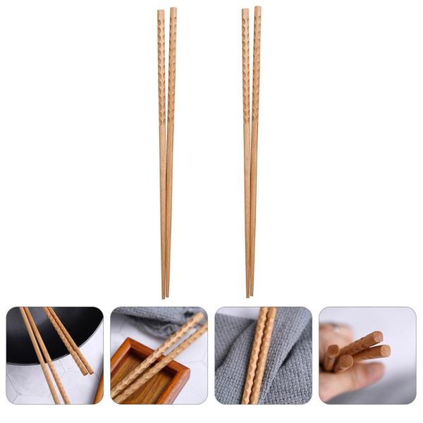 

pairs wood lengthen chopsticks multifunction frying noodle chafing dish pot flatware for home restaurant (42cm)