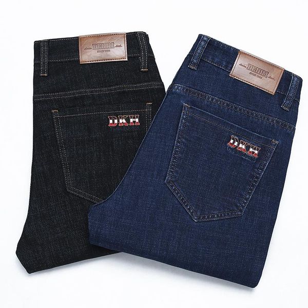 

men's jeans 2022 autumn classic blue black business fashion denim pants brand clothing straight stretch trousers