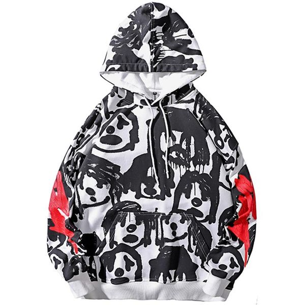 

men's hoodies & sweatshirts autumn oversize hoodie men graffiti printed baggy sweatshirt with hood fashion harajuku street clothes hood, Black