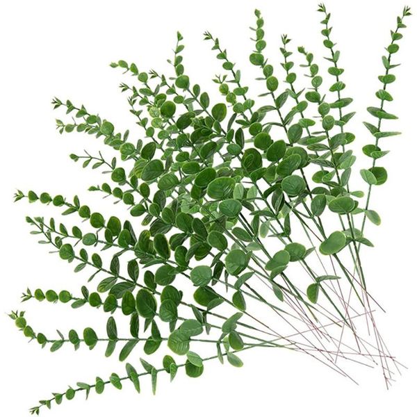 

decorative flowers & wreaths artificial plant eucalyptus leaves plastic branch retro green silk leaf for home decor wedding plants diy