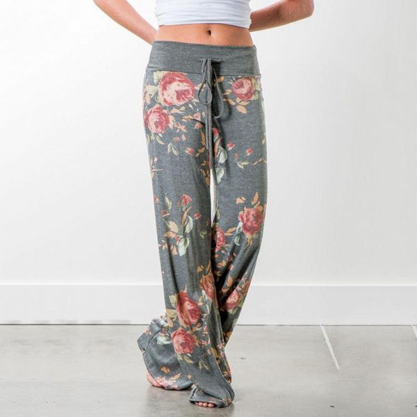 

women's pants & capris women wide leg long loose floral print drawstring camouflage stripe wave point sweatpants female plus size pant, Black;white