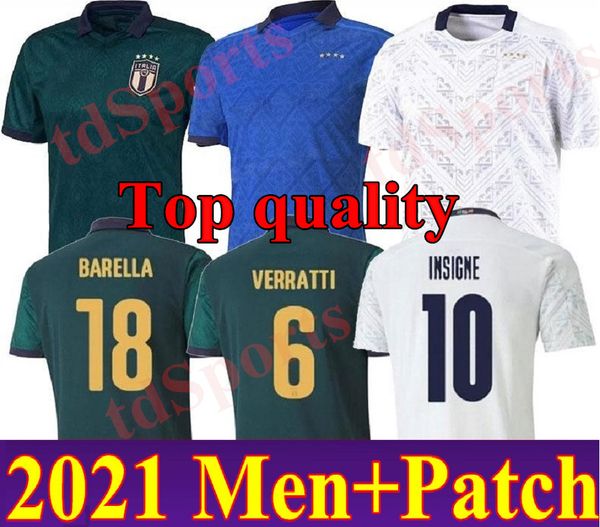 

italy 2021 soccer jersey home away jorginho el shaarawy bonucci insigne bernardeschi men football shirts, Black;yellow