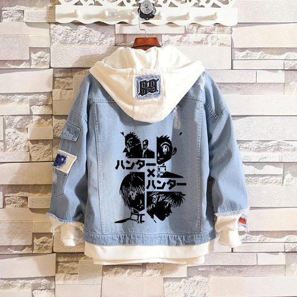 

men's hoodies & sweatshirts 2021 trendy killua zoldyck denim hooded jacket x hisoka yoyo sweat jeans zolodik figurine, Black