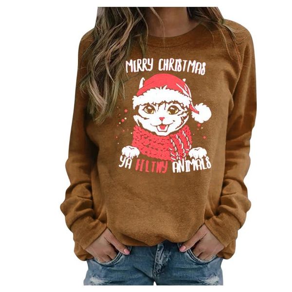 

women's hoodies & sweatshirts hamsgend clothing girls christmas sweatshirt long sleeve round neck casual loose for women, Black