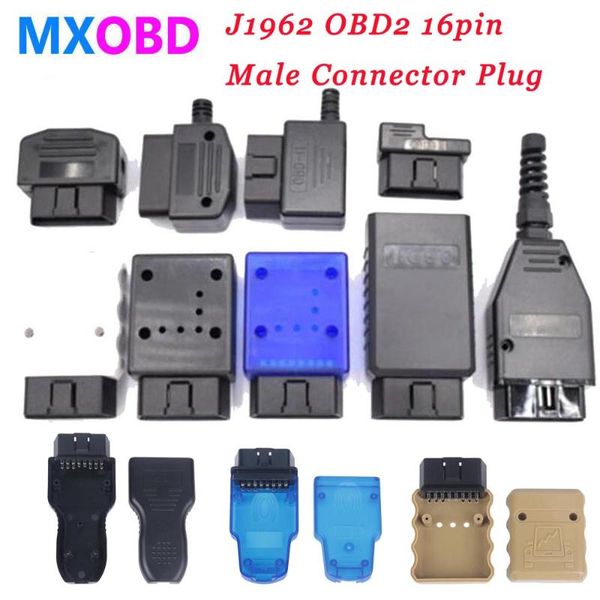 

diagnostic tools in stock 10 type j1962 obd2 16pin male connector car obd shell plug + housing +sr+ screws interface socket