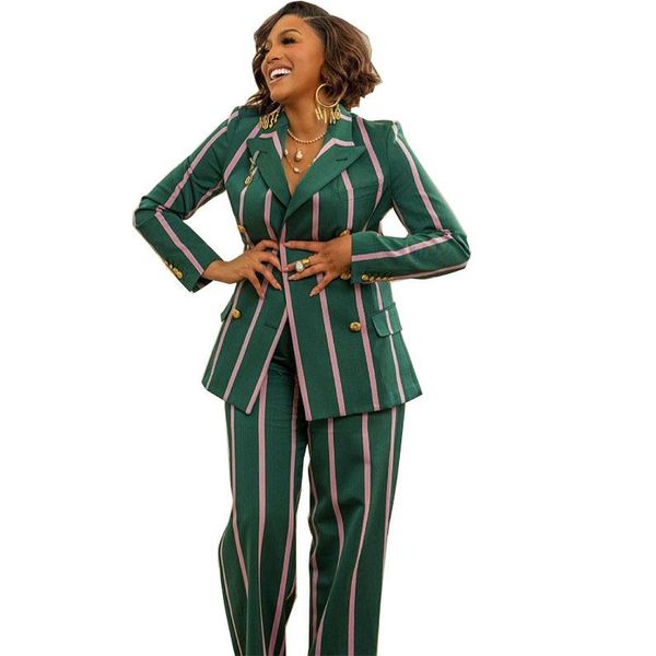 

women's two piece pants 2021 fashion women suit office lady uniforms floral print stripes professional blazer elegant work wear jacket, White