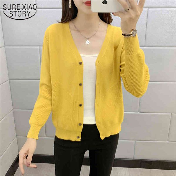 

autumn and winter solid long sleeve shawl knitting shirt korean loose v-collar women's cardigan singel breasted sweater 11628 210508, White