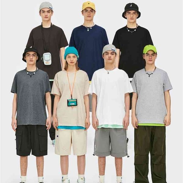 

inflation summer solid men casual t-shirt short sleeve cotton hip hop streetwear tshirt regular hip hop men tshirt 035s16 210409, White;black