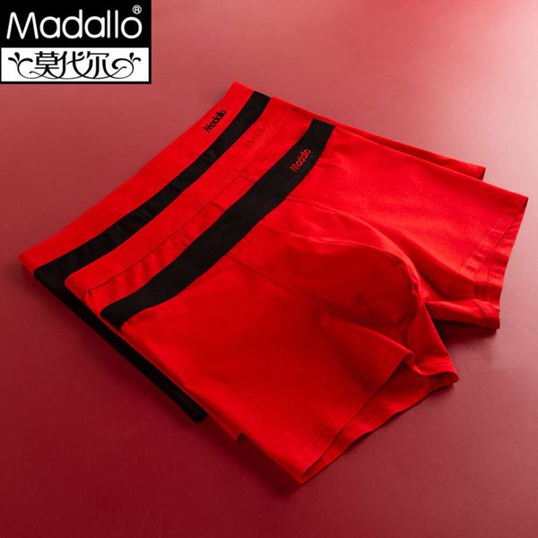 

red underwear men's cotton elastic breathable comfortable large crotch boxers, Black;white