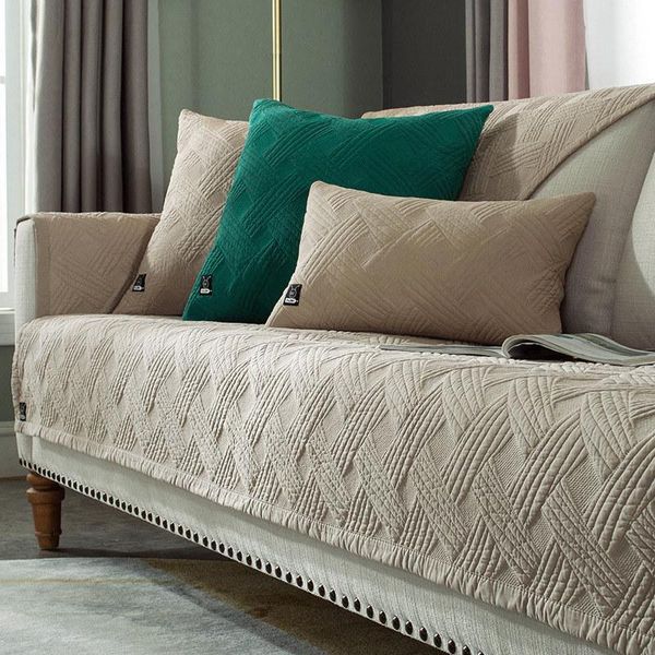 

chair covers plain cotton sofa slipcover couch cover 1 2 3 4 seater quilted non-slip armrest l shape for living room four season