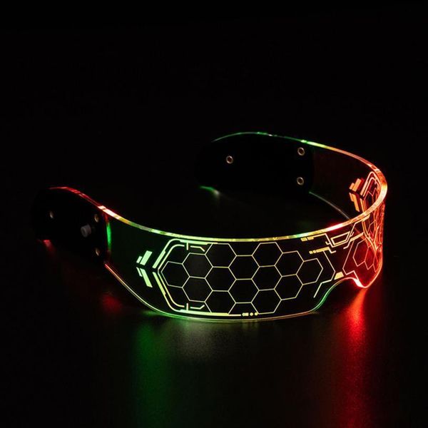 

vintage punk party festival led luminous colorful sunglasses fashion light up controllable night decorative glasses, White;black