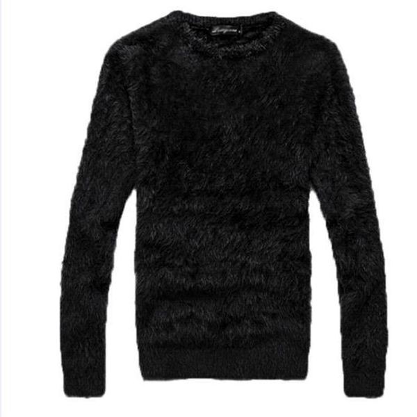 

men's sweaters autumn winter young men's v-neck pullover sweater thermal underwear casual knitted bottomed imitation mink wool, White;black