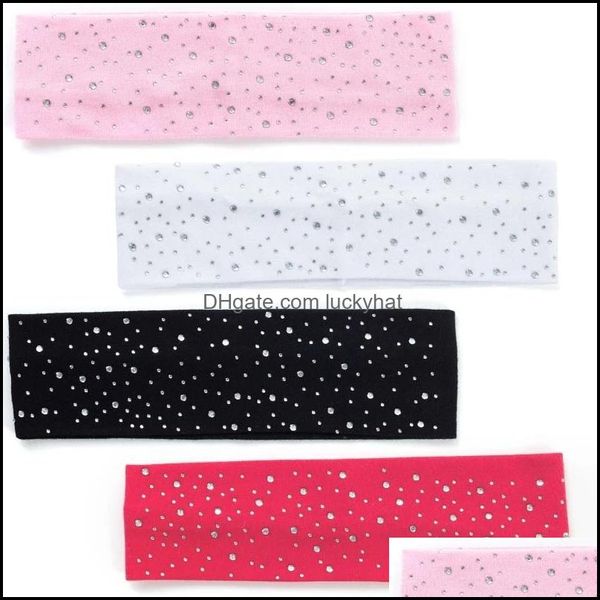 Gioielli Gioielli Strass unici Fasce piatte per bambini Ragazza fatta a mano Fasce elastiche per capelli per bambini Dot Headwraps Colore caramella Capelli Aessories Drop