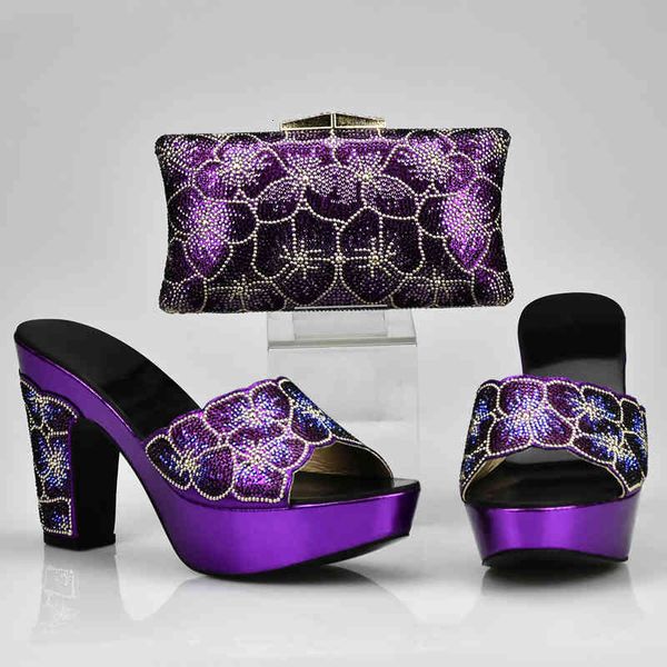 

dress shoes color matching purple decorated with rhinestone african and bag set for party in women italian ladies shoe flxy, Black