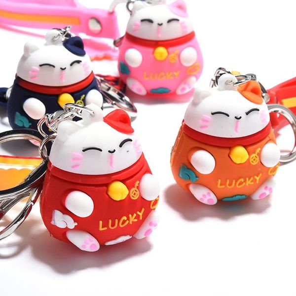 

bag parts & accessories fashion cartoon key chain pendant pvc stereo soft rubber cat doll keychain creative small gift auto handbag, Black