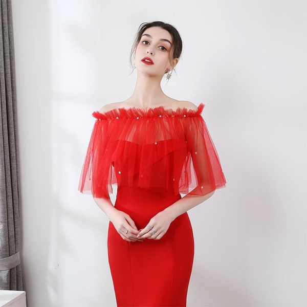 

wraps & jackets 2021 bolero women cape wedding jacket shrug lace bridal mariage shawl capa mujer accessories, White