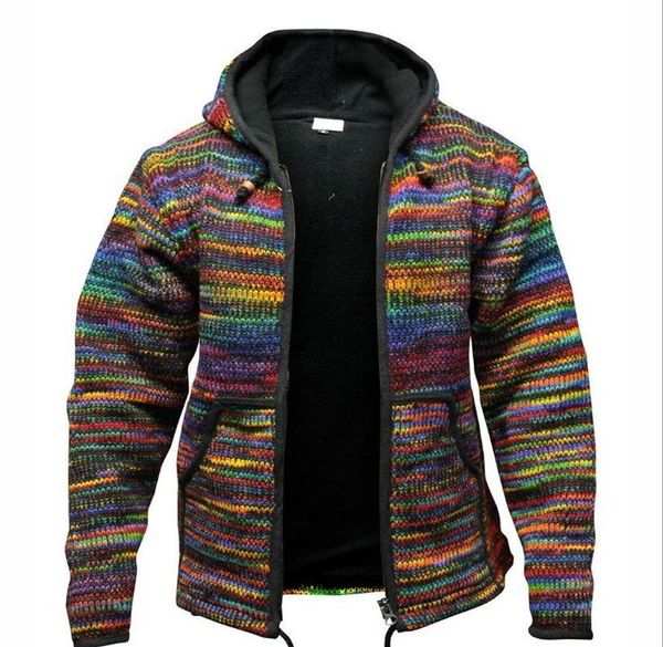 

men's jackets fashion men 2021 splicing knit sweater coat autumn winter casual plus size 5xl hooded trend clothing, Black;brown